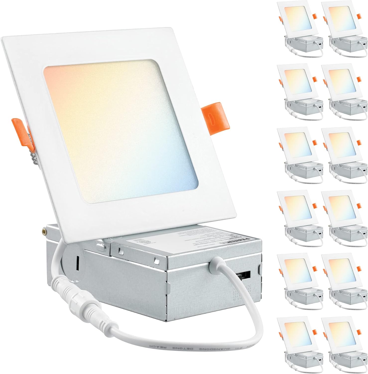 PARMIDA (12 Pack) 4 Inch Square 5CCT Ultra-Thin LED Recessed Lighting ...