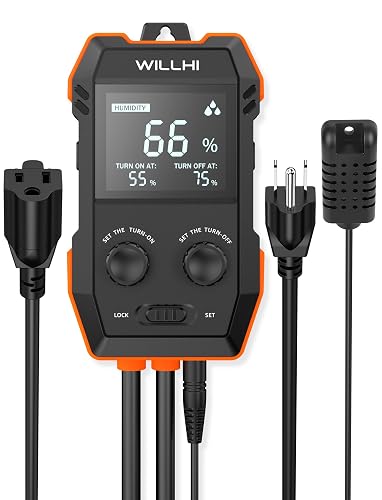 Willhi WH2603 Humidity Controller 10A 120V, Digital Humidistat | Humidistat Controlled Outlet Plug Switch for Humidifier Dehumidifier Reptile Tank Terrarium Greenhouse Mushroom Grow Tent