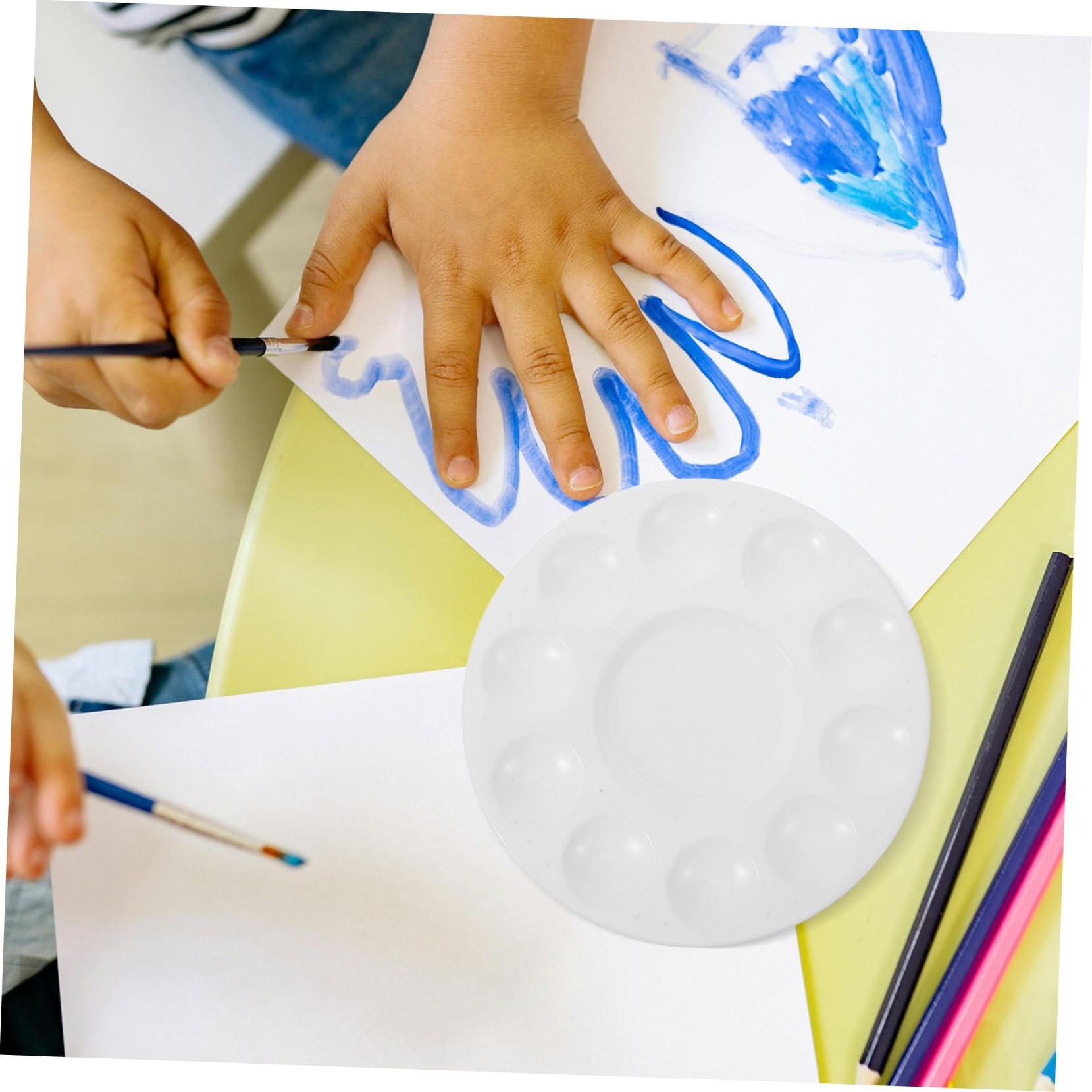 25 Stück Teiliges Runde Kunststoff Mischpalette mit Mulden Kindgerechte Malpalette für Aquarellfarben Acrylfarben Einfache für Schule und DIY Kunstprojekte