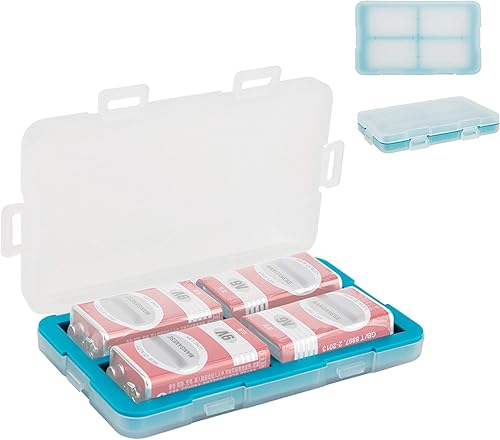 JJC Estuche para Baterías de 9V para 4x 9V, Resistente al Agua y a Prueba de Golpes, Organizador de Almacenamiento de Baterías de 9V Estuche de