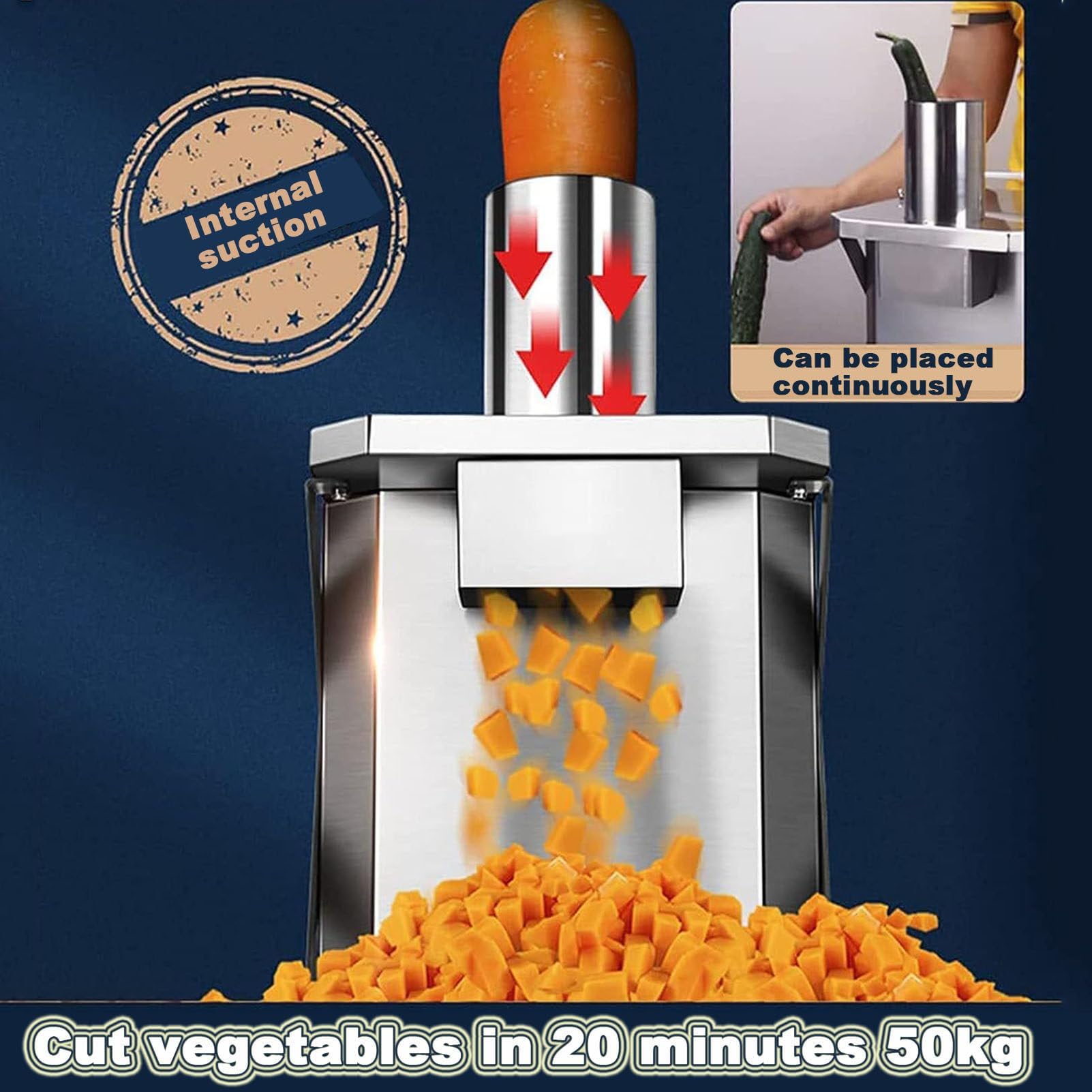 Tagliaverdure Tagliaverdure Elettrico Tagliaverdure Chopper Robot da Cucina Commerciale 250W Professionale Veggie Robot da Cucina Commerciale Taglierina Multifunzione con 5 Lame in Acciaio I