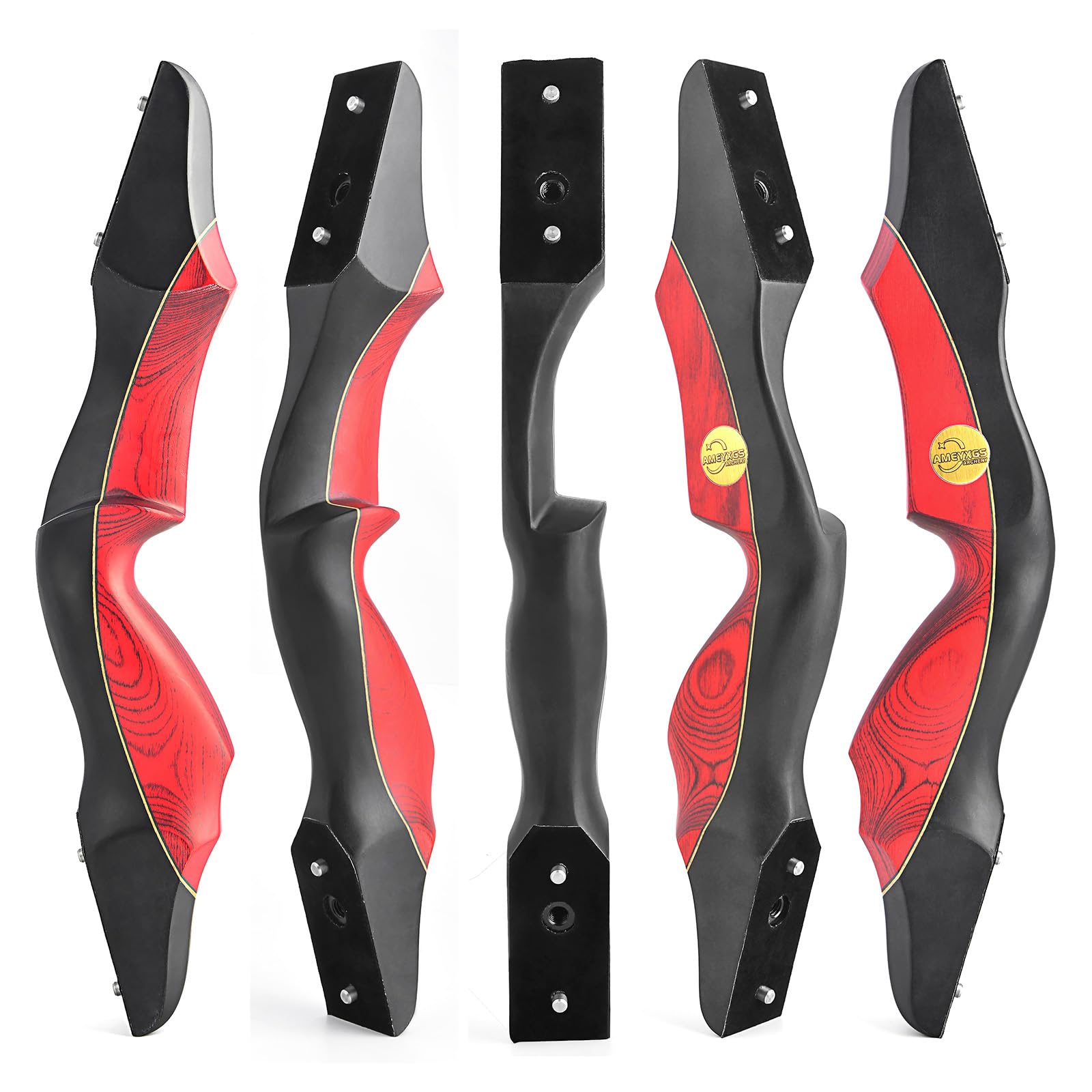 60" Set Arco E Frecce Adulto 25-60lbs Legno Colorato Ricurvo Archi Set per Il Tiro All'aperto E La Caccia Al Bersaglio (Rosso, 25lb)