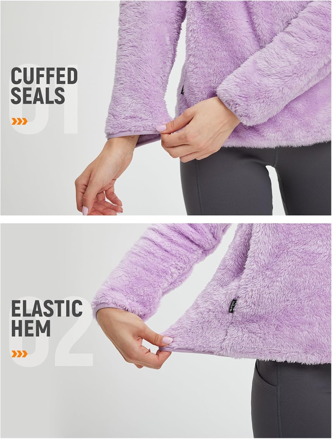 baleaf Women's Quarter Zip Sherpa Fleece Pullover Lightweight Fuzzy Winter Warm Sweatshirt with Zipper Kangaroo Pocket - Image 6