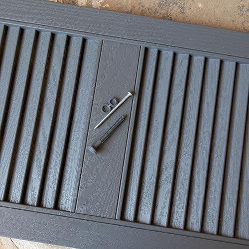 Miniatura 18 de Builders Edge 12 pulgadas de ancho x 48 pulgadas de alto, montante central superior de catedral estándar, persianas con listones abiertos, incluye