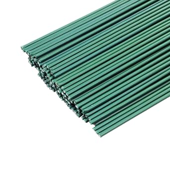 Arlai 100 Pcs 2 Gauge Floral Stem Wire 16 Inch Dark Green Floral Wire - DIY Artificial Flower Arrangements Wreath Making Supplies