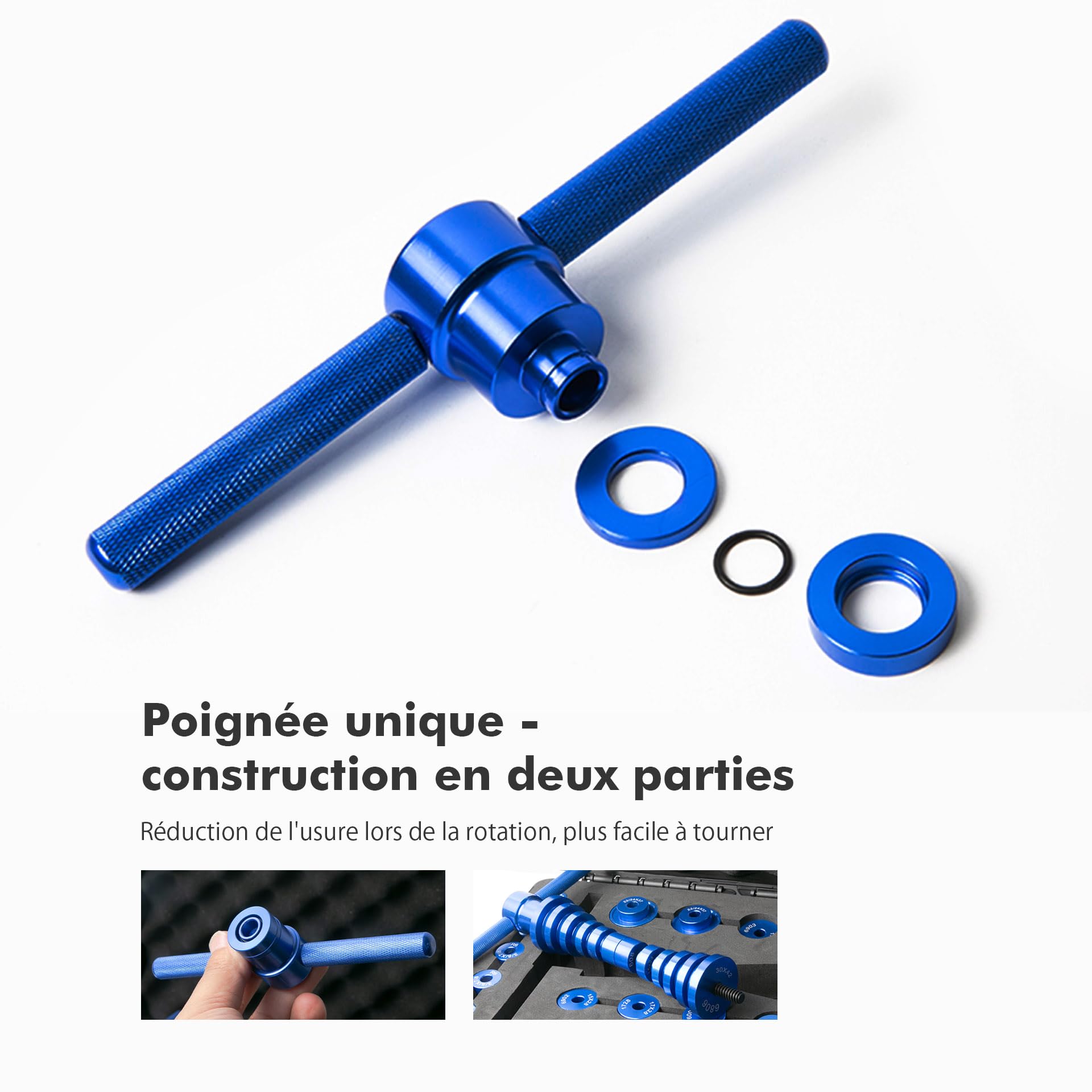Mimoke Kit d'outil de presse à roulement de vélo professionnel, Ensemble d'installation de roulement de moyeu et de boitier de pédalier, Alliage d'aluminium usiné CNC