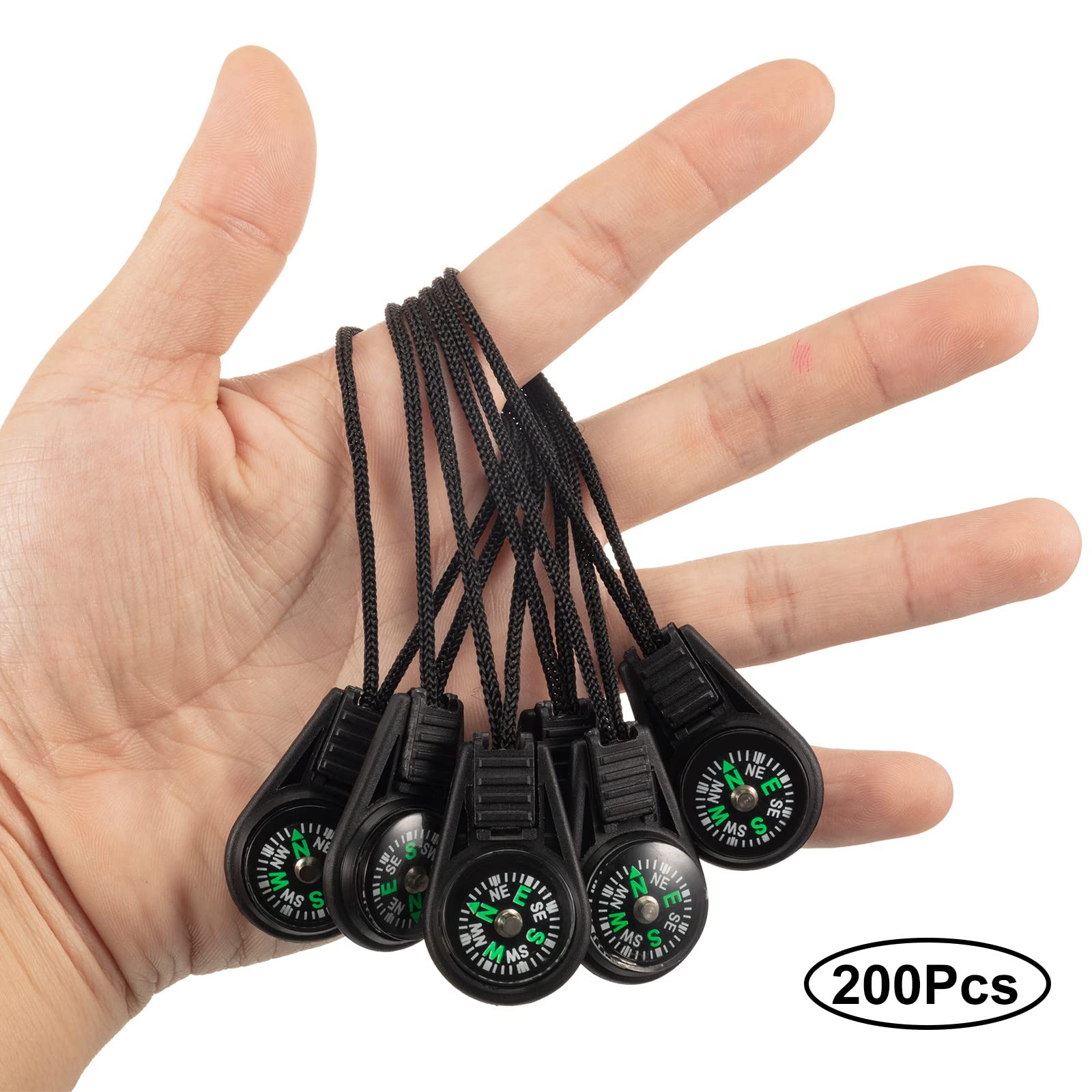 Lot de 200 mini boussole de survie en plein air, camping, randonnée, mini boussole remplie de liquide pour bracelet, collier, porte-clés