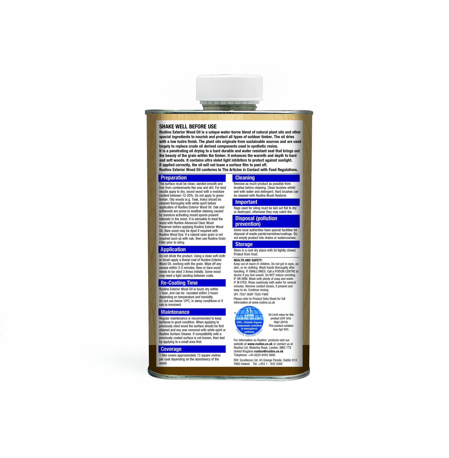 Rustins EWDOIL500 zewnętrzny olej do drewna, 500 ml