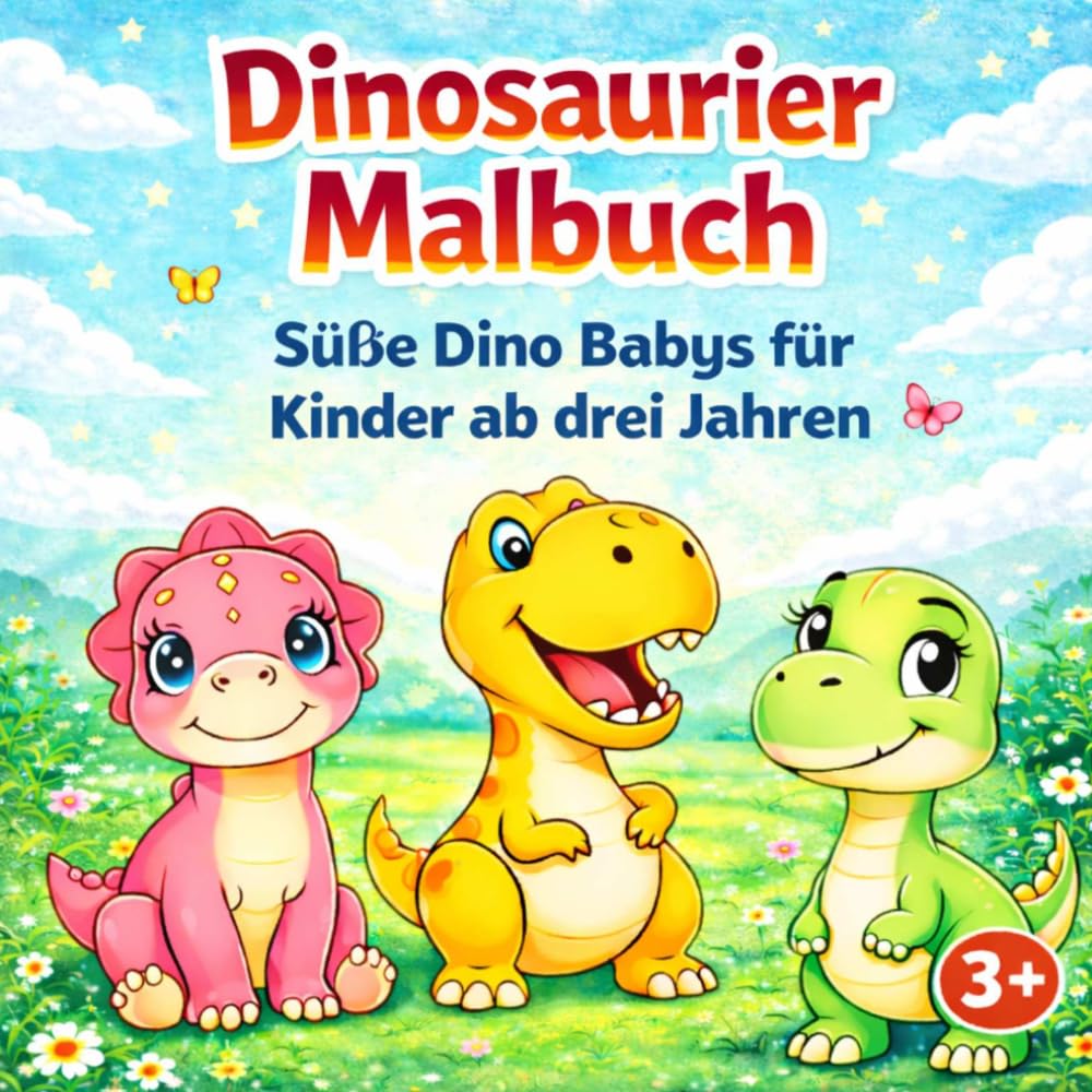 Dinosaurier Malbuch: Für Kinder ab 3 Jahren mit Dino Babys - Dinosaurier Ausmalbuch für Jungen und Mädchen