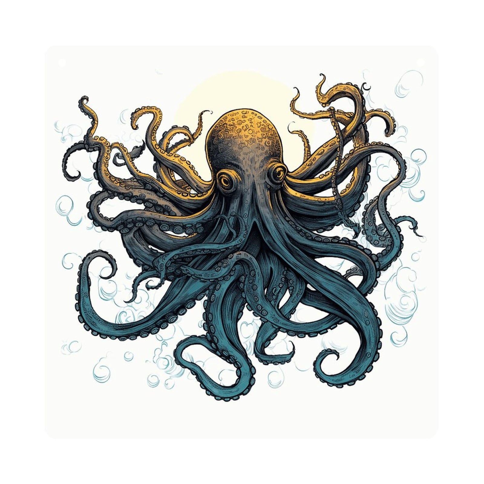 Adfgyerh Style Sun Ocean Octopus Hanging Ornaments Window Hanging Modern Acrylic Decor For Living Room Bedroom Dining Room Hallway Office Wall Decor, 8X8 In