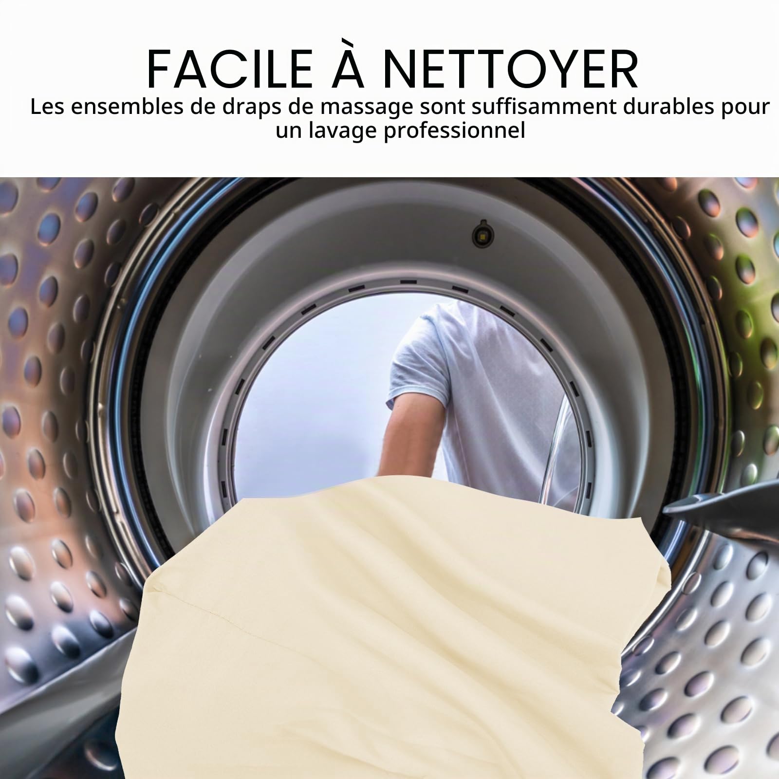 Ensemble de draps 3 pièces en microfibre - Housse plate pour table de massage - Comprend des draps-housse - Pour