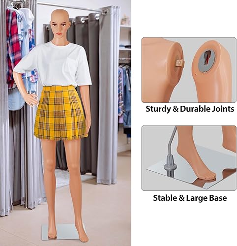 Miniatura 4 de Maniquí femenino de cuerpo completo, forma de vestido de costura desmontable, modelo de maniquí realista de 69 pulgadas, cabeza de maniquí realista,