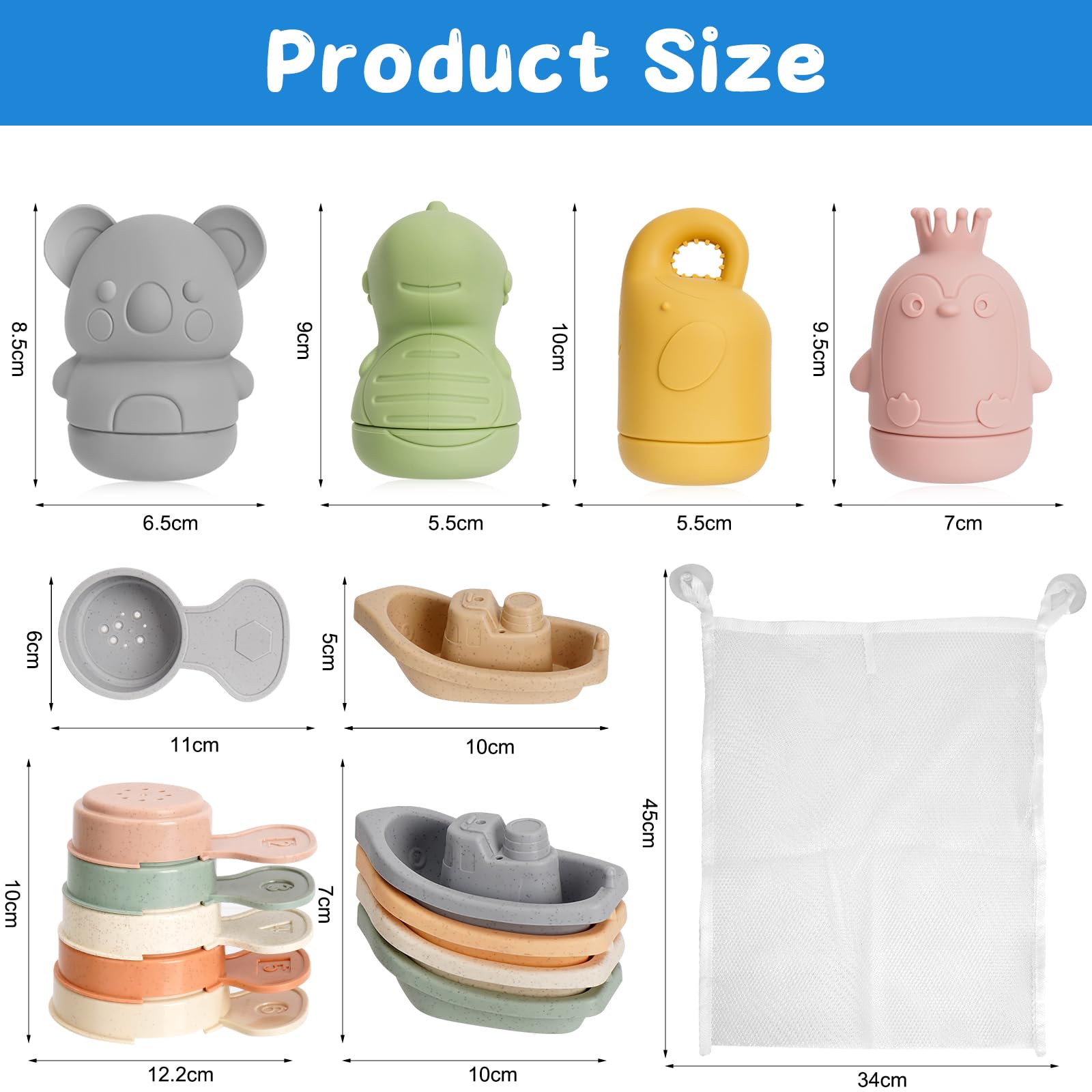 Giochi Bagnetto Neonato Antimuffa, Giocattoli Vasca Da Bagno Silicone | Giochi Vasca da Bagno Bambini, Giochi Bagnetto Neonato, Giocattoli da Bagno Bambini 3 Anni Compleanno Battesimale Regalo