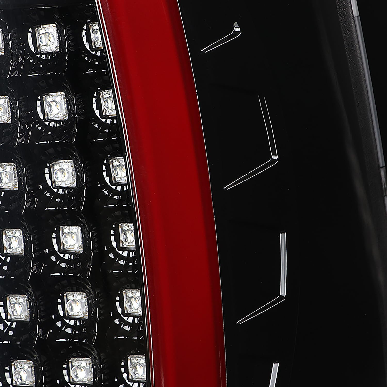 SPEC-D TUNING Jet Black LED Bar Tail Lights Compatible with 2002-2006 Dodge Ram 1500/2500/3500, Left + Right Pair Assembly