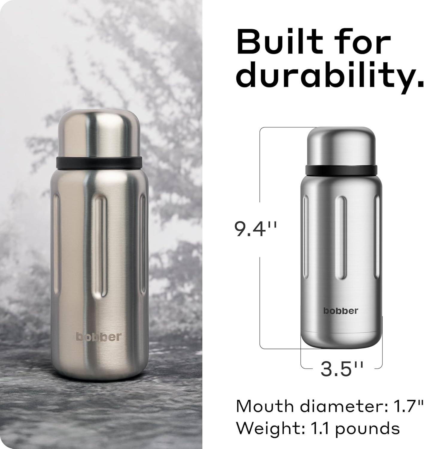 BOBBER 26 oz Stainless Steel Insulated Flask with Removable Tea Infuser – Keeps Hot 28 Hours, Cold 42 Hours – Leak-Proof, Dishwasher Safe Travel Bottle for Coffee & Tea (Matte) - Image 6