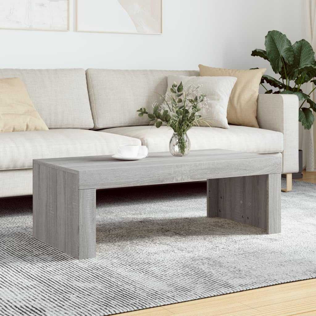 Homgoday Table basse grise Sonoma 102 x 50 x 36 cm en bois d'ingénierie, table d'appoint pour salon, salle de réception d'invités, chambre à coucher et mobilier de bureau