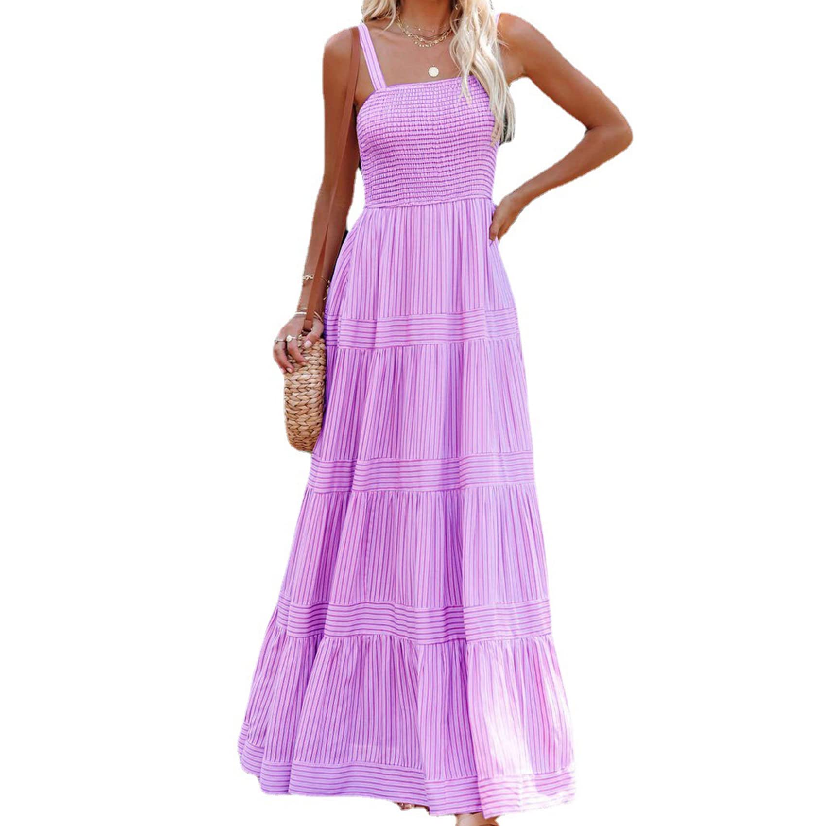 WHZXYDN Vestido Largo con Estampado De Tirantes Y Tirantes De Estilo Festivo para Mujer De Verano Sexy