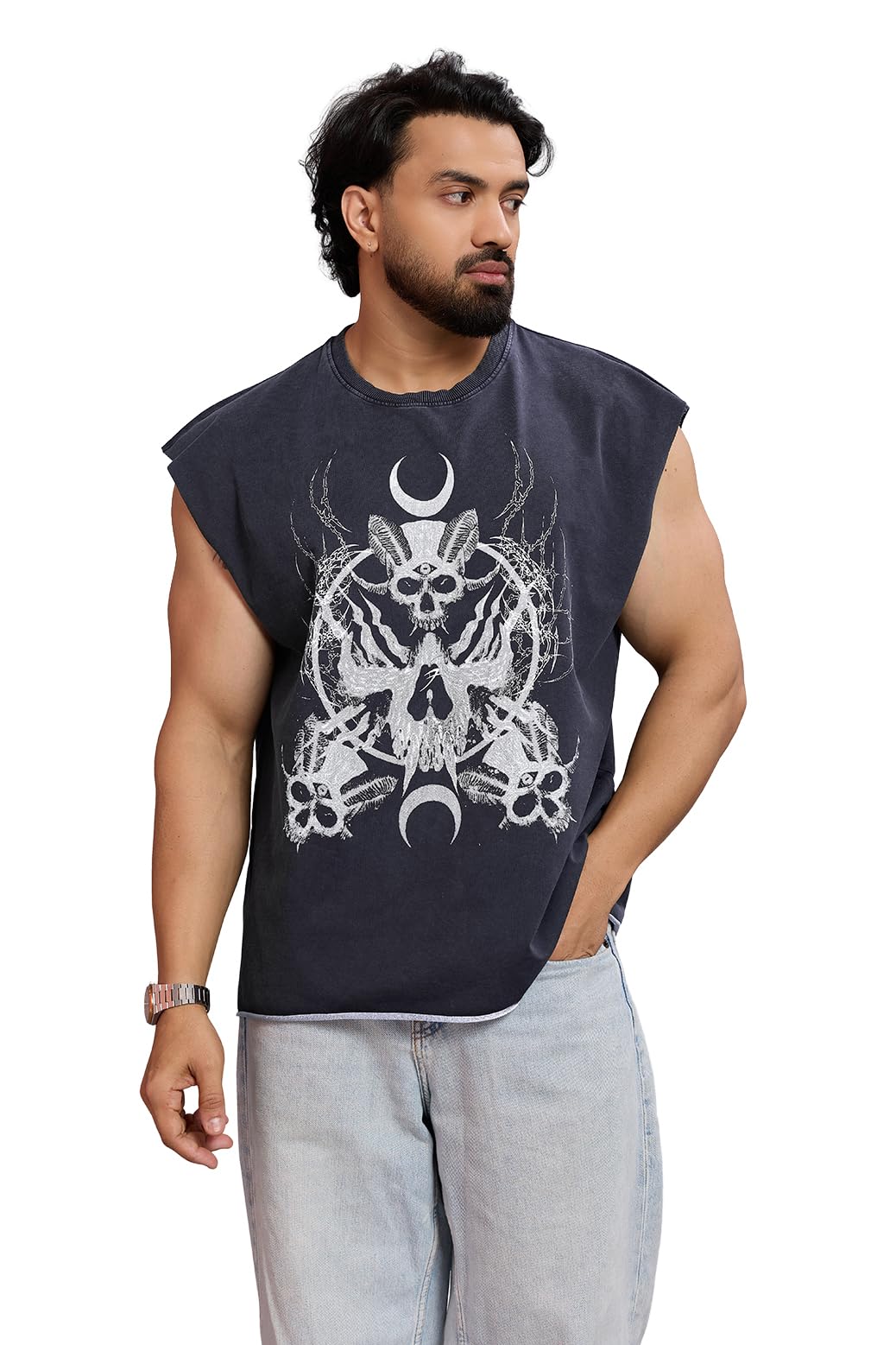 FUAARK Mens Poly-Cotton Sleeveless Tank Tops Gym Vest Dark Grey-picture-23