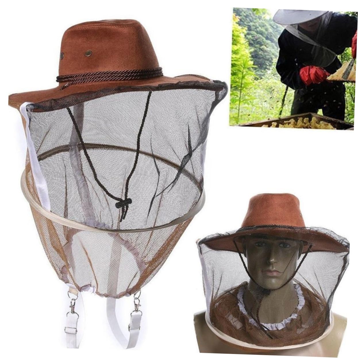 SUPVOX 3pezzi Cappello Protettivo Per Apicoltura Velo Per Viso Maschera Integrale Con Lacci Per Collo Include Guanti Per Apicoltore Per Proteggere Da Api e Insetti Mentre Si Lavora in Gia