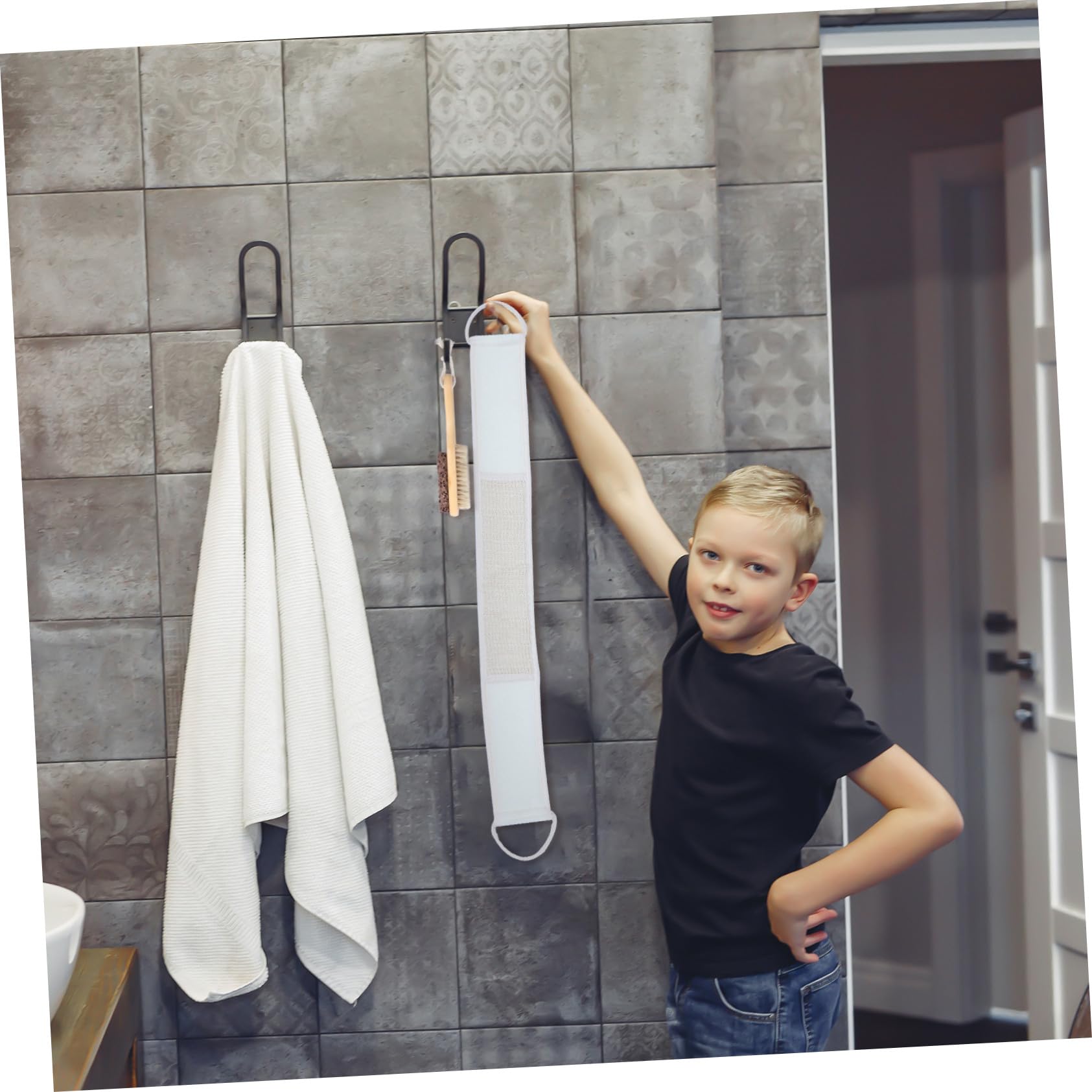 6 Stück Bade und Körperpflege Rückenschrubber Massagebürste mit Haken für Hauttypen Bad Spa Peeling Schwamm Dusche