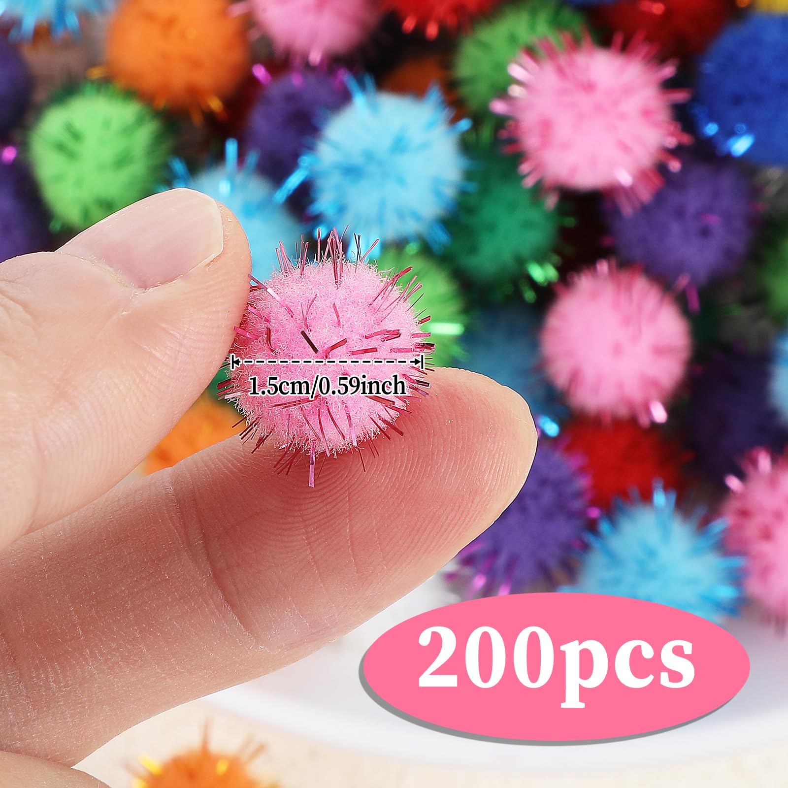 120 Pompon In Cashmere 20 Mm - Colori Assortiti Rosa Scuro E Altre Tinte - Per Craft E Decorazioni - 2