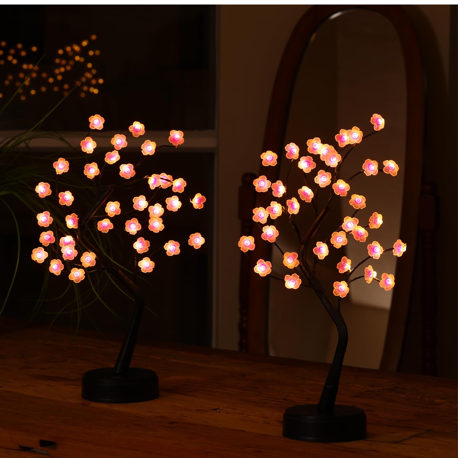 Lampe cerisier japonais 36 LED luminaire de chevet blanc chaud sur pile