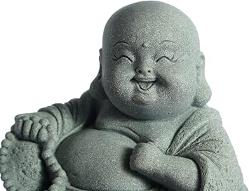 Little Buddha Statue for Home, Laughing Buddha Statue - Stone Meditation Zen Decor, Handmade Baby Buddha Figurine, Buda Indoor/Outdoor Aquarium Tank Desktop Decoration Buddha Sculpture