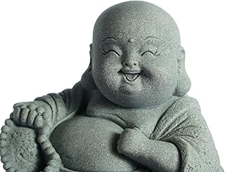 Little Buddha Statue for Home, Laughing Buddha Statue - Stone Meditation Zen Decor, Handmade Baby Buddha Figurine, Buda Indoor/Outdoor Aquarium Tank Desktop Decoration (Buddha Sculpture)