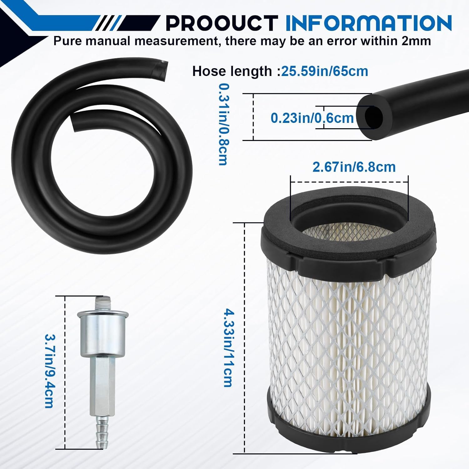 149-2311 Fuel Pump E11007 A029F889 with 149-2457 Fuel Filter TuneUp Kit for Onan RV Cummins Generator 3600 4000 4KW Microlite MicroQuiet Generators Camp Power KYD with 1403280 Air Filter and Fuel Line