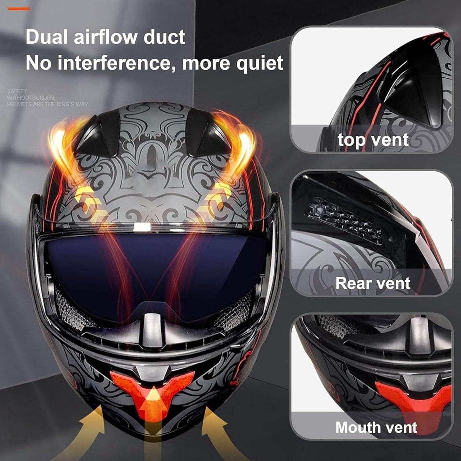 Adulto Modular Bluetooth Casco,Motocicleta Todoterreno Crash Homologado ECEDOT Bluetooth Cascos Integral Integrado Abatible Casco con Visera Doble,Unisex Moto Bluetooth Casco