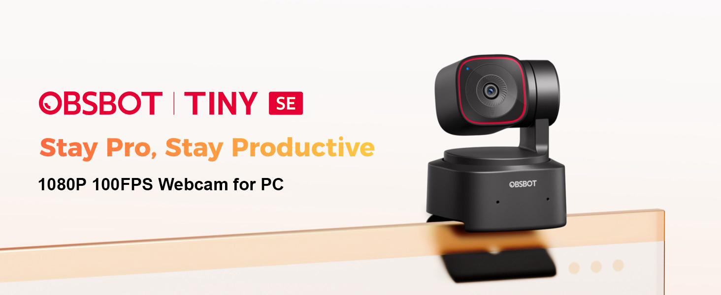 OBSBOT Tiny SE Webcam for PC, Full HD 1080P 100FPS USB Web Cam