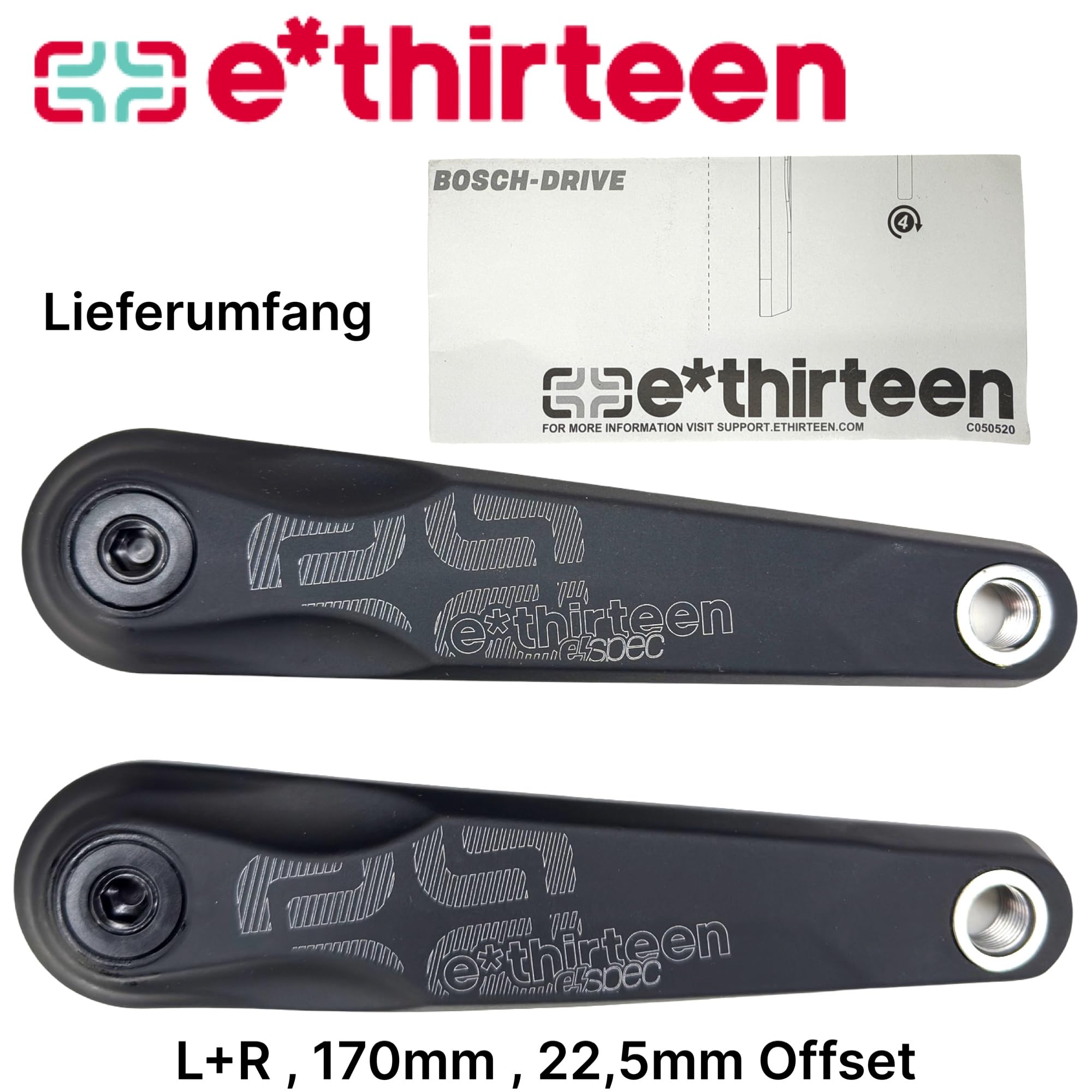 F26 MTB Ebike Ersatz ethirteen Kurbelarme 170mm Kompatiebel mit Motoren von Brose,Bosch Gen4, Gen5,px3 TQ,ZF Motoren
