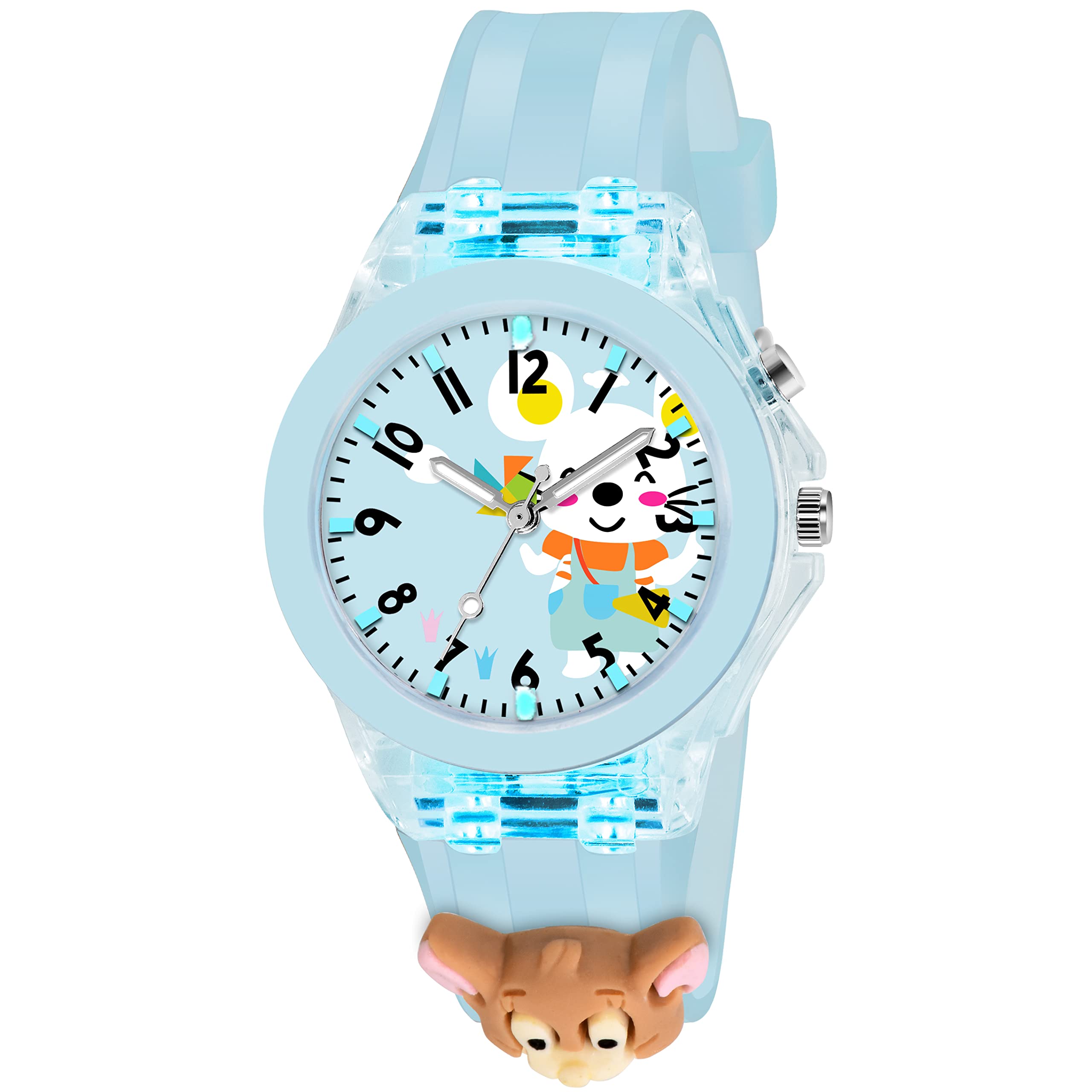 LED Luminous Child Kids Children Cute Cartoon Multi Color Lights Watch for Girls -W327-image-0