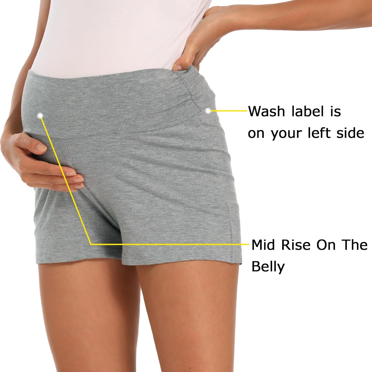 fitglam Women's Maternity Shorts Lounge Sleep Pajama Workout Comfy Stretchy Pregnancy Shorts - Image 2