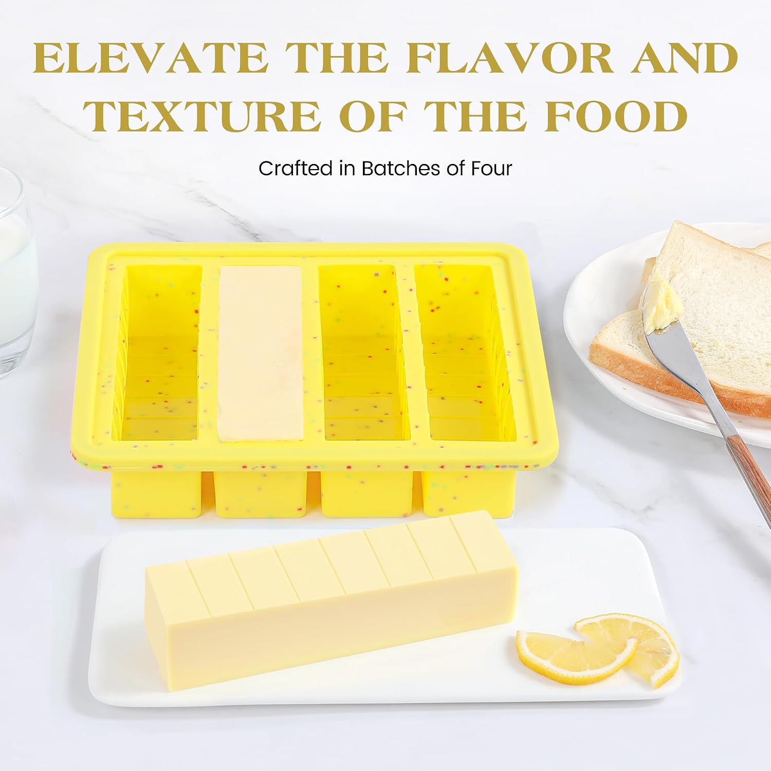 KASHME Butter Mold with Stainless Steel Frame & Spatula & Lid, Nonstick