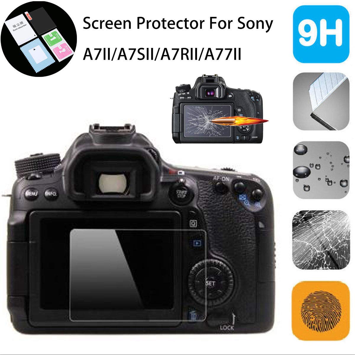 New 9H Tempered Glass LCD Screen Protector Skin Film for Sony A7II A7SII A7RII A77II
