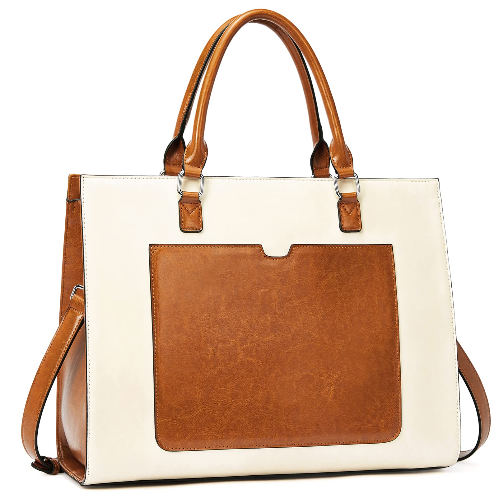 Telena Laptop Tote Bag for Women, 15.6 Inch Shoulder Tote Bag Leather Briefcase for Women, Large Capacity Handbag Bags