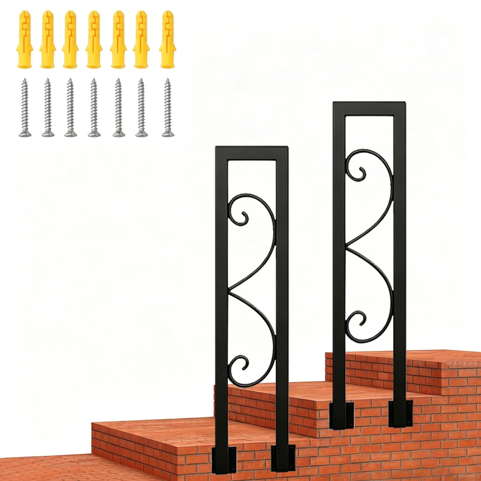 U-Shaped Handrails for Stairs Railing Fit 1 Steps, Galvanized Iron Outdoor Banister Handrails Guardrail for Garden Entrance Balcony Loft Porch(100cm/39in)