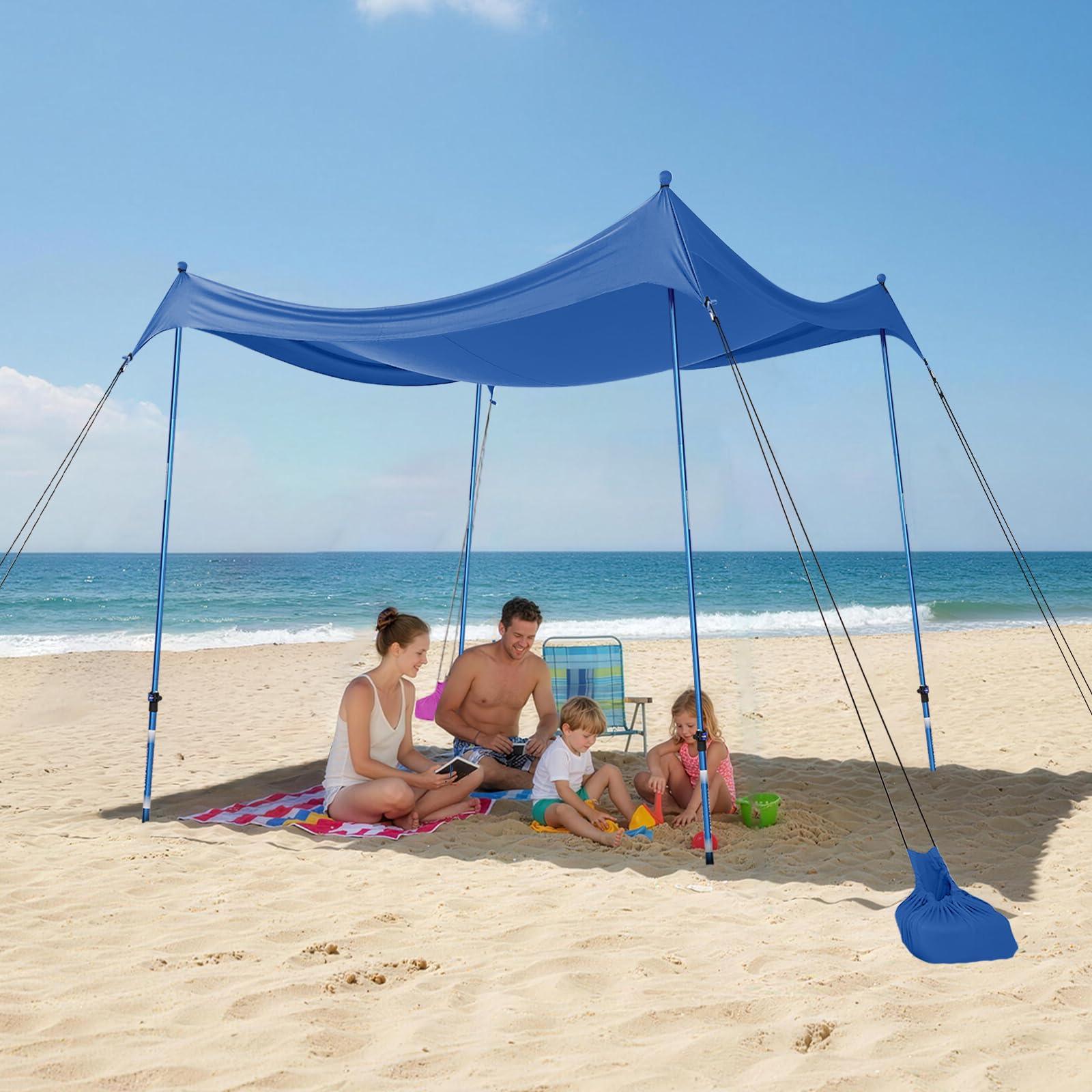 Amazon.com: CROWN SHADES 7x7 Beach Tent Sun Shelter 4 Poles, Blue