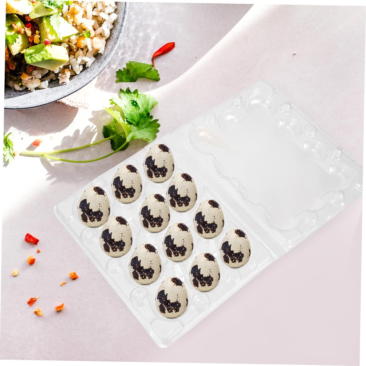 50pcs Quail Trays with Cover Holders for Kitchen Supermarket Home Use Lightweight and Material Non-breakable Design