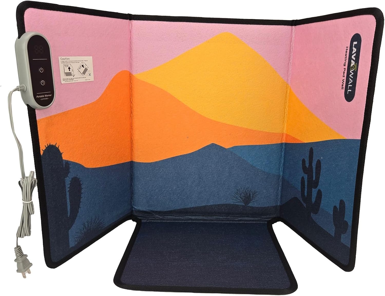 Lavawall Electric Warming Wall: Portable Space Heater for Office & Home, Timer & Thermostat, Safe & Quiet for Legs, Ankles, Feet - Foldable - Under Desk Space Heater Alternative – Desert (Gradient)