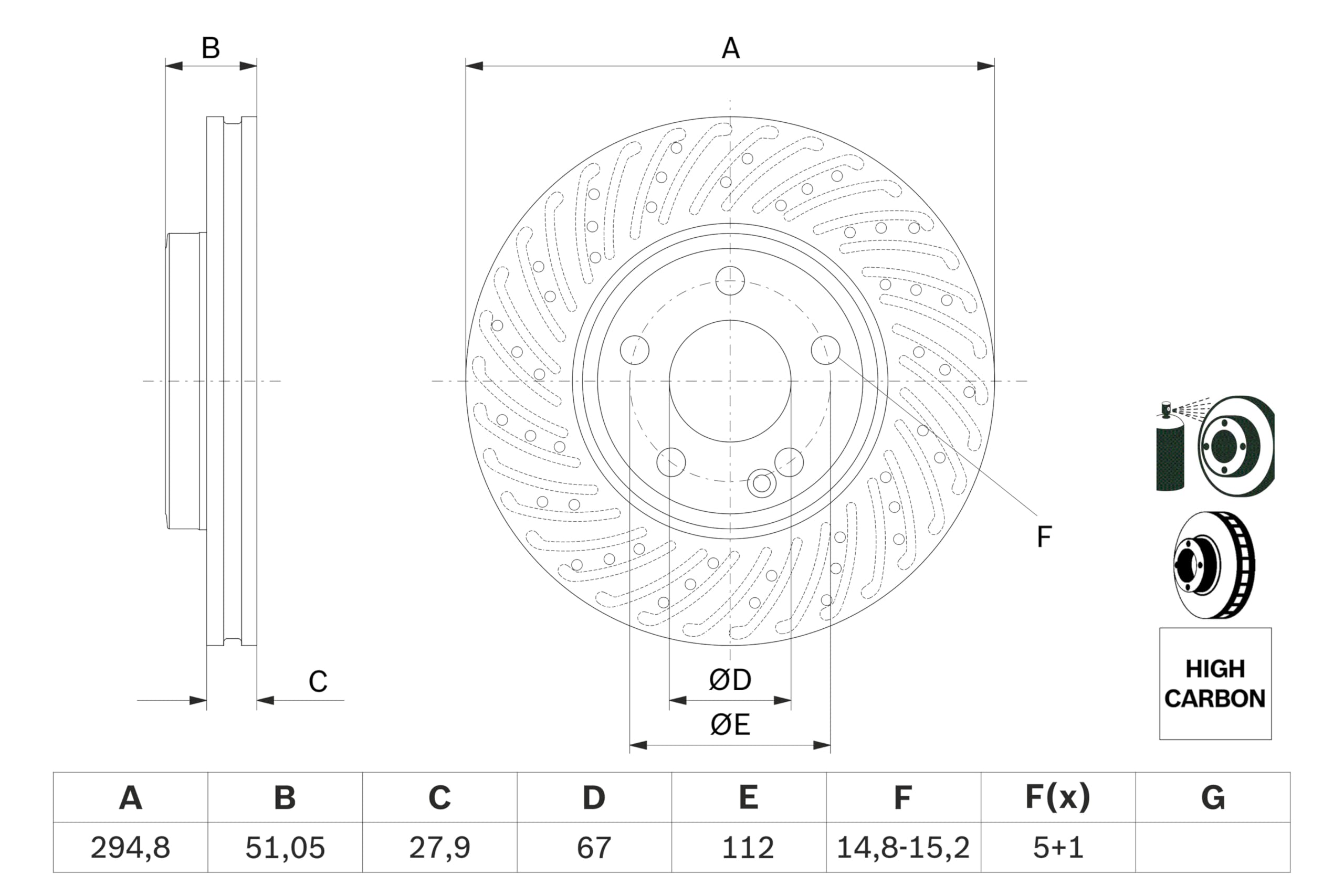 Disco de Freno Bosch BD1689 - Disco Ventilado, Alto Contenido en Carbono, 295 mm – Eje Delantero – Certificado ECE-R90 – Excelente Refrigeración y Reducción de Ruido, Anticorrosión – 1 Unidad