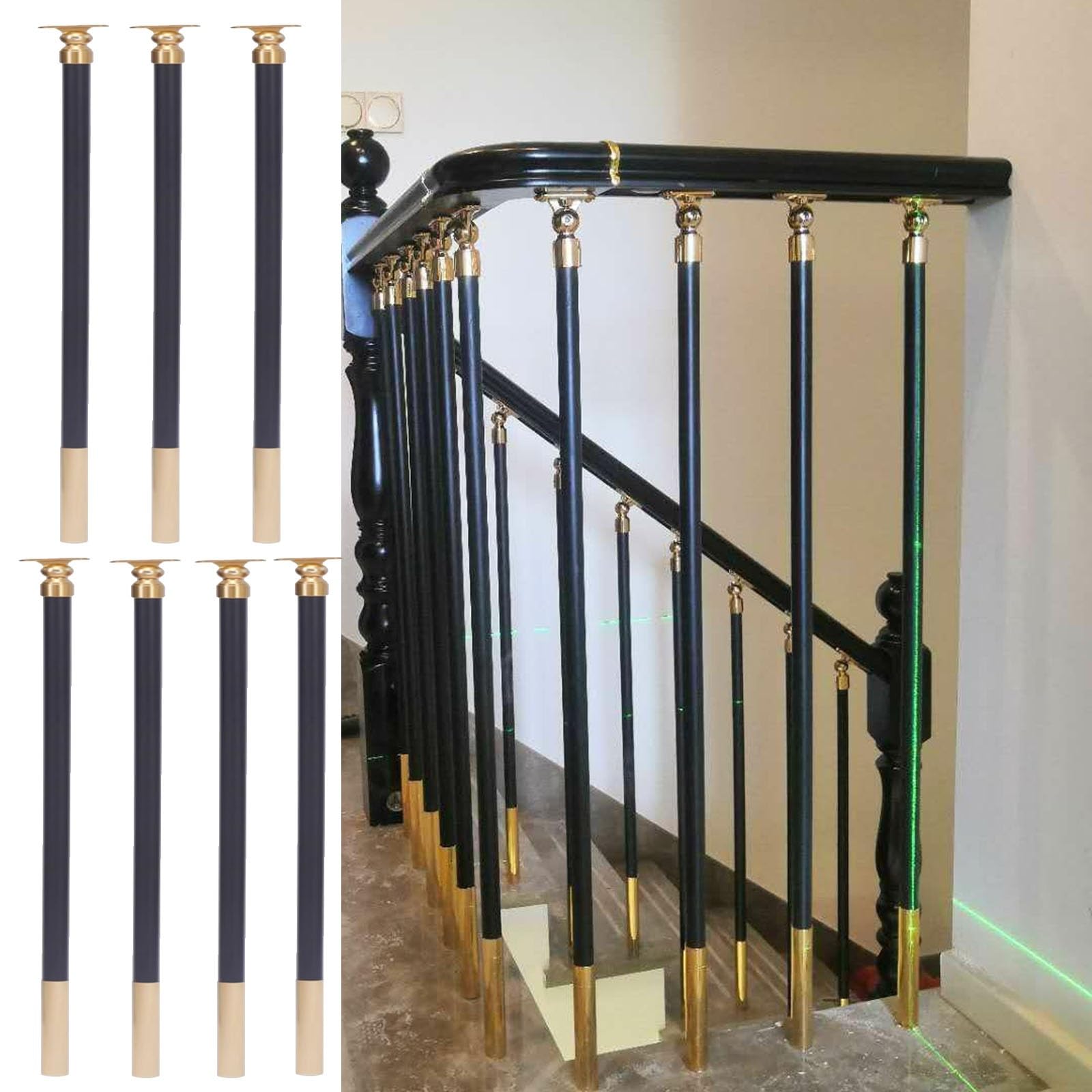 Poteaux de rampe d'escalier en métal de 94 cm avec garde-corps de sécurité en tôle blindée