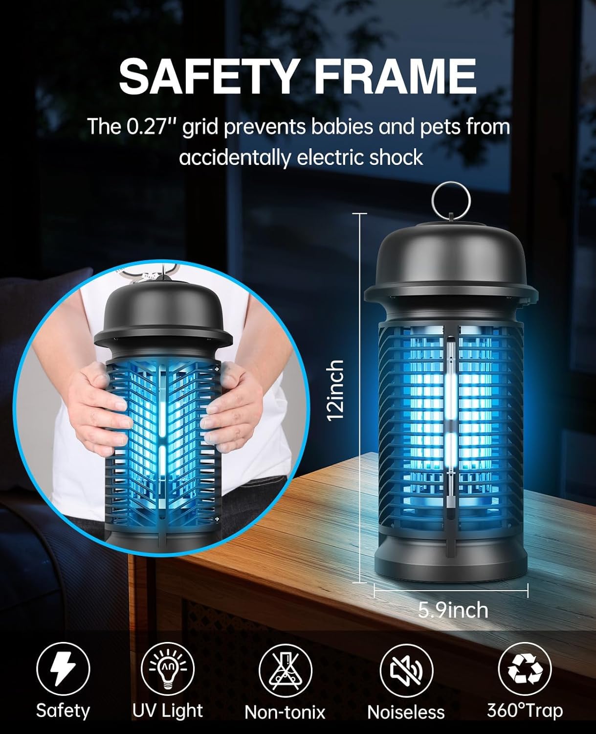 Bug Zapper Outdoor - Electric Mosquito Zapper with 4200V Powerful Grid and 20W UV Lamp,IPX4 Waterproof Mosquito Killer,Fruit Fly Traps for Home Backyard Camping Garden (20W)