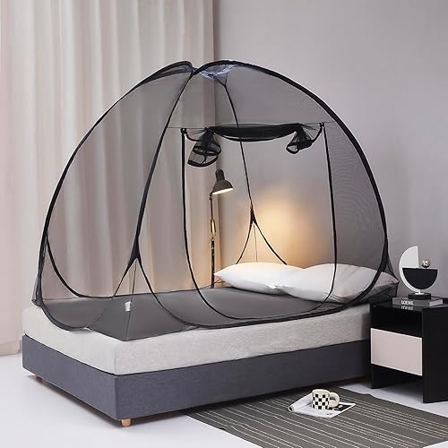 Vista 38 de Mengersi Tienda de campaña con mosquitera para cama, toldo de cama desplegable con parte inferior de red, tienda de campaña para niños y niñas