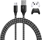 USB-C Cable for Xbox 3m/9.8ft Nylon Braided USB-A to Type-C [2 Pack] by MMOBIEL – Replacement Type-C Cord for Xbox Controllers 18W 480Mbps – Charger Cable Adapter - Gaming Accessories - White/Black