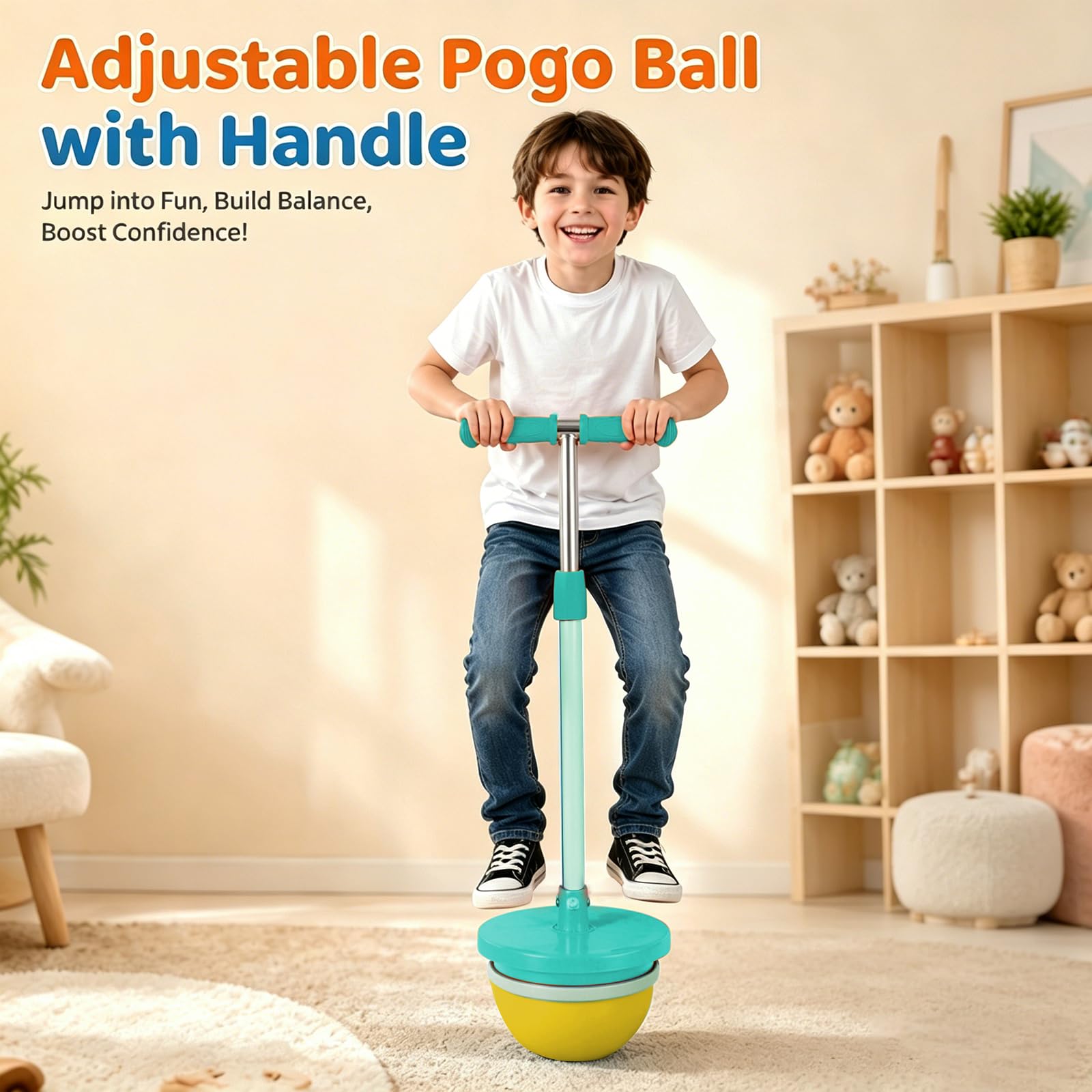 Hüpfbälle, Pogo Ball mit Griffen, Hüpfspielzeug Outdoor, Für Innen Und Außen Kinder Jungen Mädchen Teen Weihnachtsfeier Geburtstag (Blau)