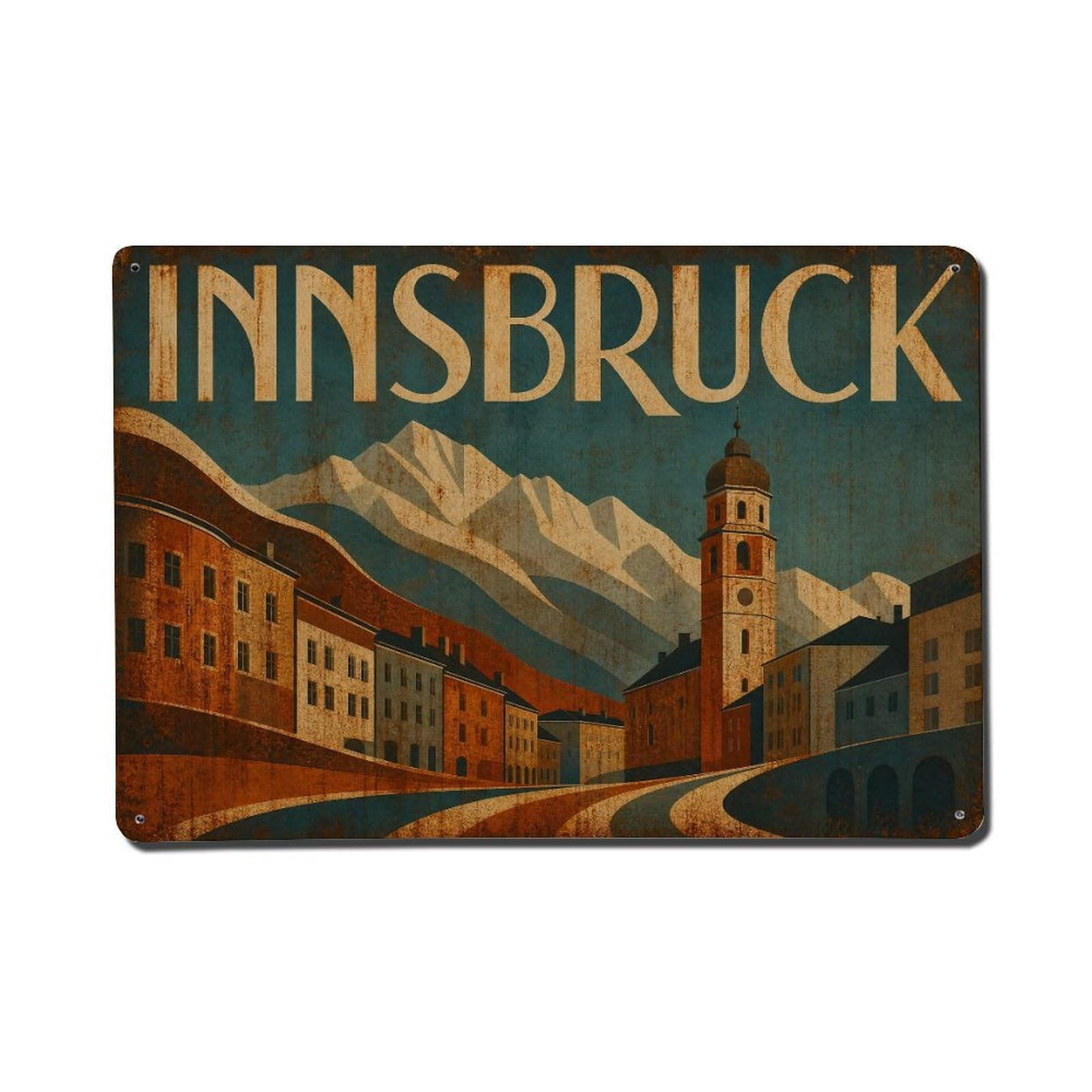 Vintage Travel Innsbruck City Center Austria Metal Tin Sign