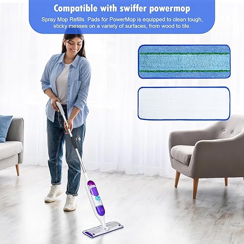 Miniatura 3 de Paquete de 3 almohadillas reutilizables mejoradas para mopa Swiffer PowerMop, almohadillas de repuesto de microfibra para mopa Swiffer Power,