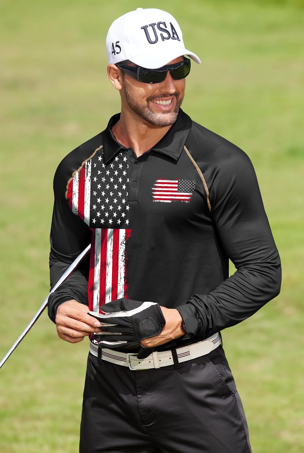 Mainfini Men's Long Sleeve 1776 Golf Shirt USA Flag Graphic Button Polo Shirt (S-3XL) - Image 8